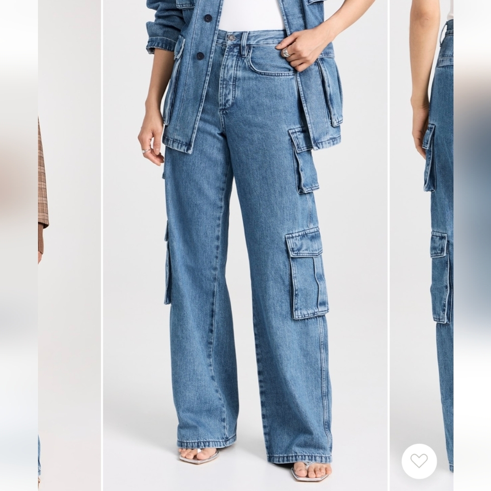 Favorite Daughter The Carly Cargo Super High Rise Wide Leg Denim Jeans 24